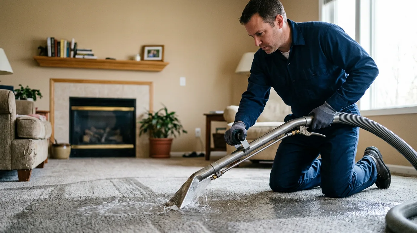 Water damage restoration technician working near Ruthven, IA